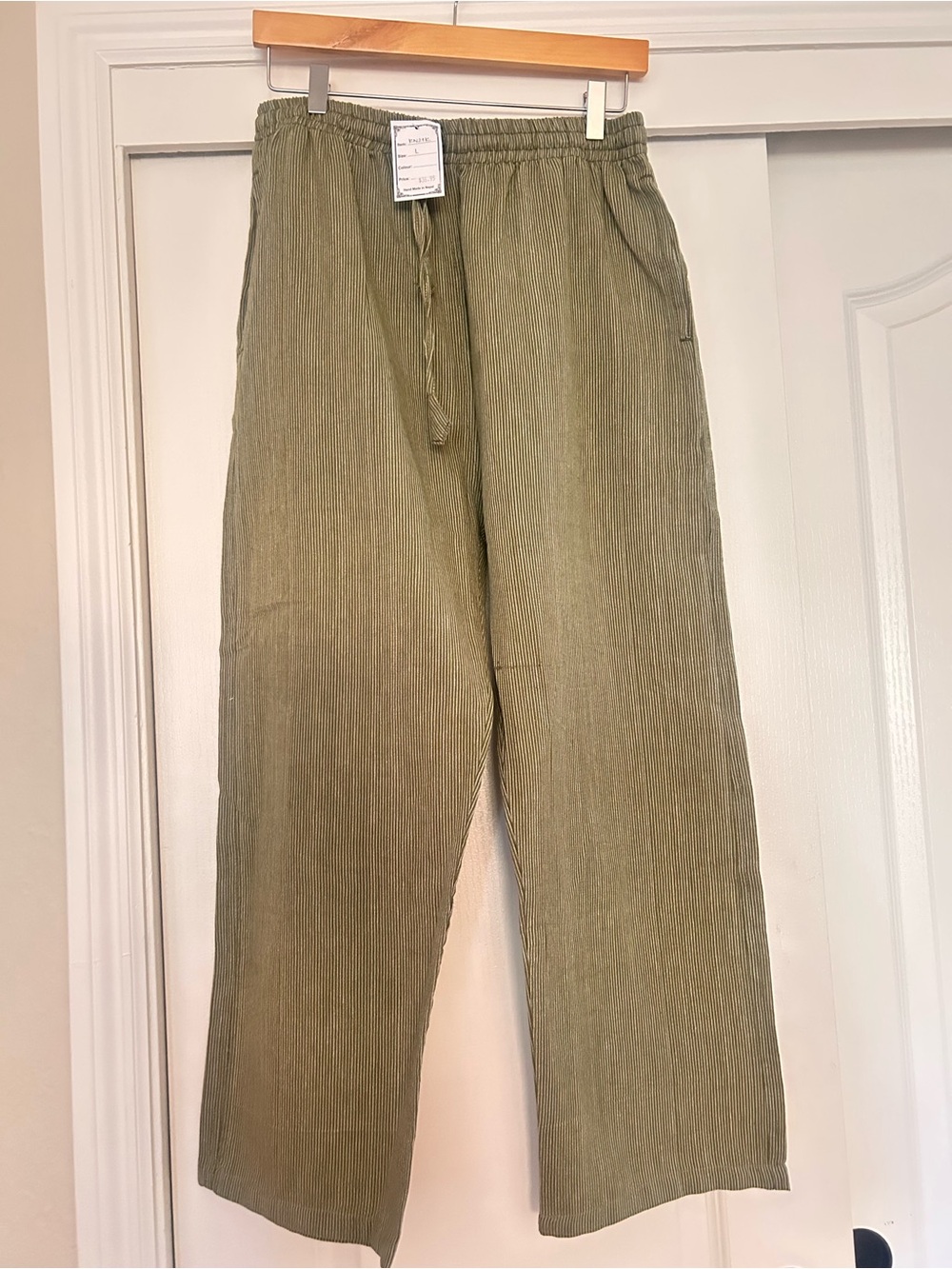 Relaxed Olive Green Corduroy Pants